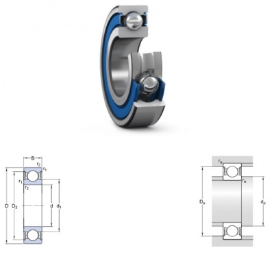 NTN Bearing 6906LLU Single Row Deep Groove Radial Ball Bearing, Contact, Normal Clearance, Steel Cage, 30 Mm Bore ID, 47 Mm OD, 9 Mm Width, Double
