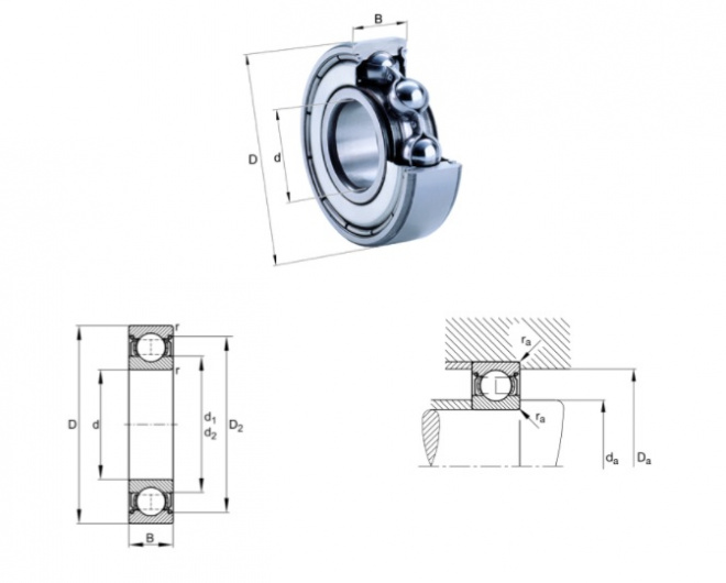 Cuscinetto radiale a sfere Materiale: Inox Tipo: Con piastre di protezione  >> CT MECA